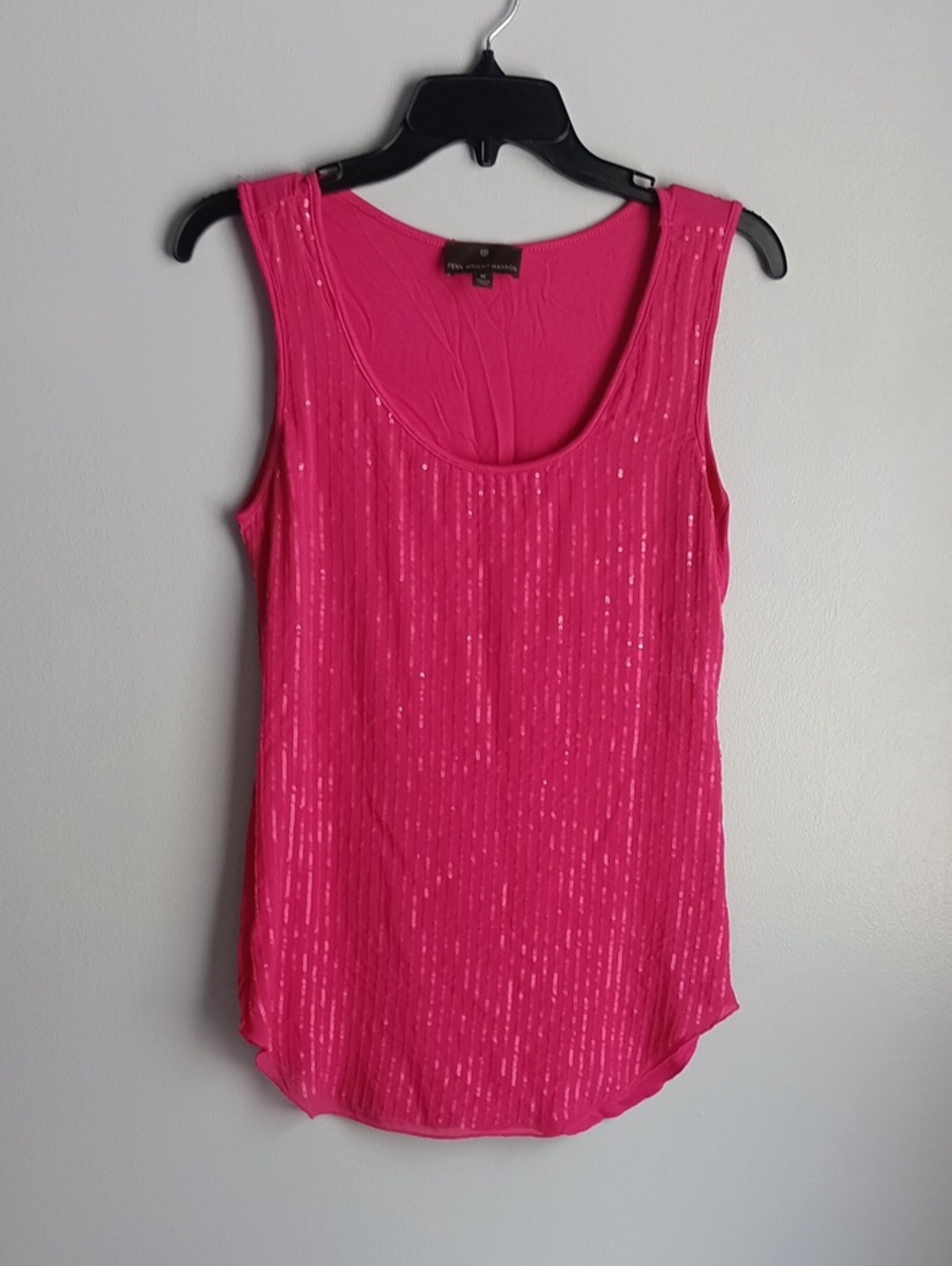 Fenn Wright Manson Hot Pink Sleeveless Sequin Scoop Tank